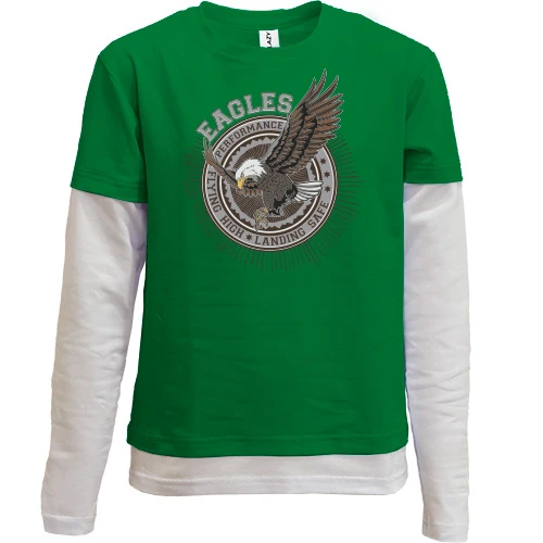 Комбинированный детский лонгслив, зеленый, eagles
