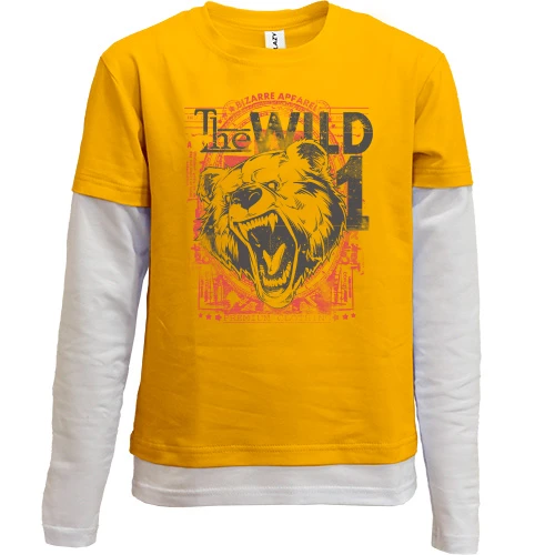 Комбинированный детский лонгслив, желтый, the wild