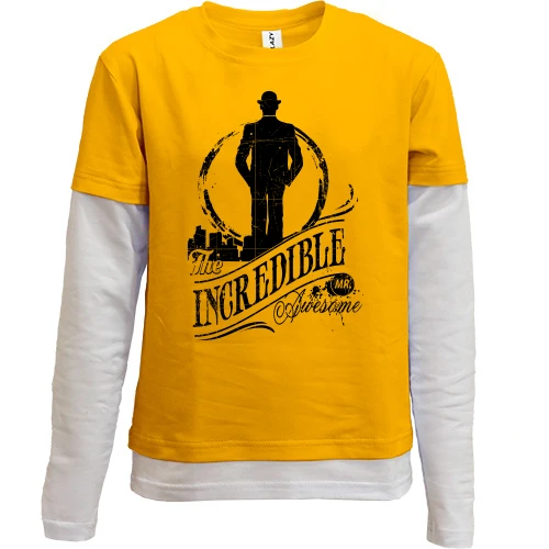 Комбинированный детский лонгслив, желтый, the incredible