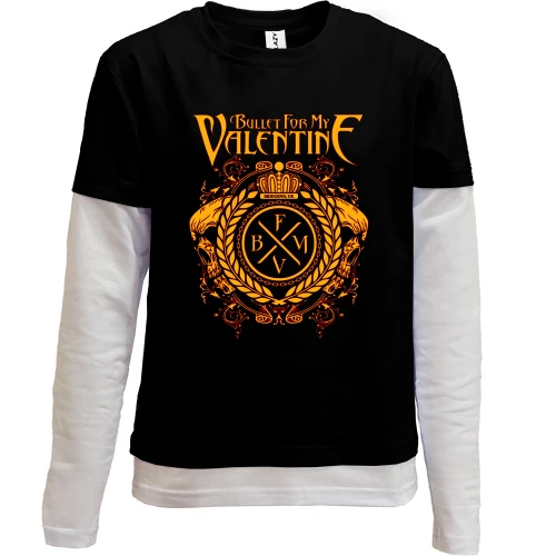 Комбинированный детский лонгслив, черный, Bullet For My Valentine Crest Logo