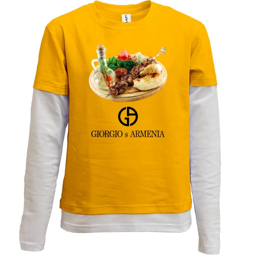 Комбинированный детский лонгслив, желтый, Giorgio s Armenia