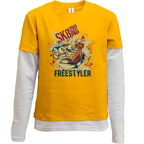 Комбинированный детский лонгслив, желтый, freestyler