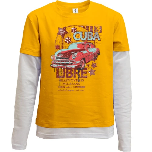 Комбинированный детский лонгслив, желтый, Cuba Libre