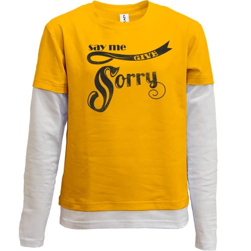 Комбинированный детский лонгслив, желтый, say me give sorry
