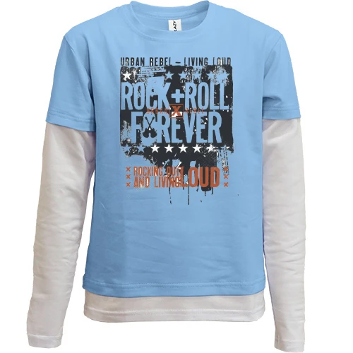 Комбинированный детский лонгслив, желтый, rock and roll forever