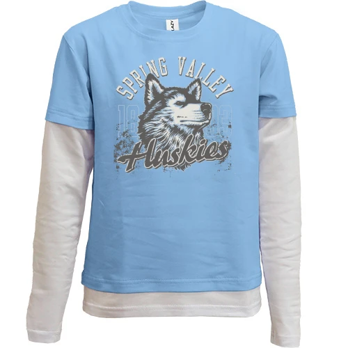 Комбинированный детский лонгслив, желтый, spring valley huskies