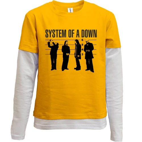 Комбинированный детский лонгслив, желтый, System of a Down