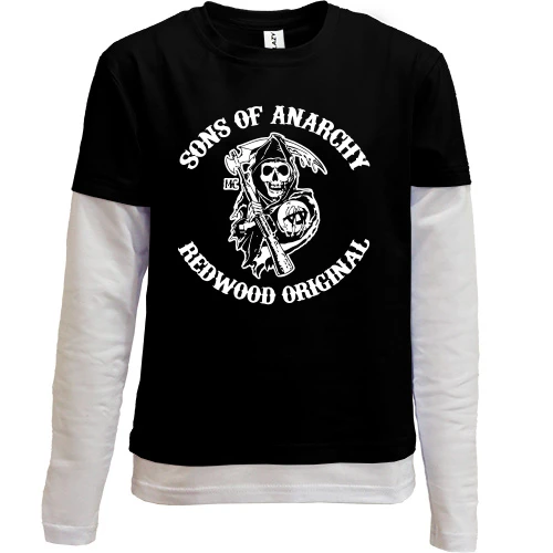 Комбинированный детский лонгслив, черный, Sons of Anarchy