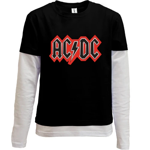 Комбинированный детский лонгслив, черный, AC/DC (red logo)