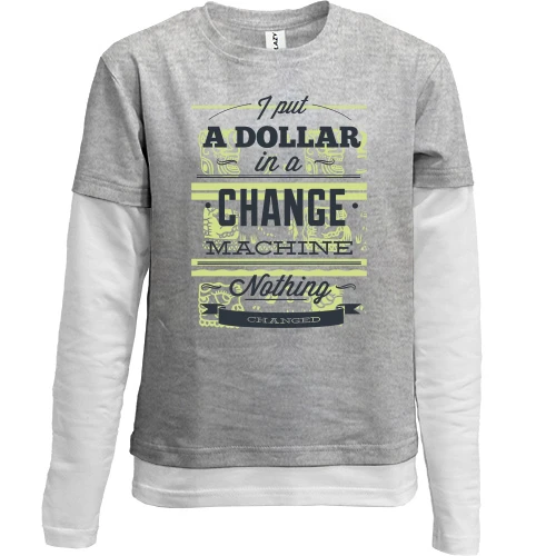Комбинированный детский лонгслив, серый, i put a dollar in a change machine nothing changed