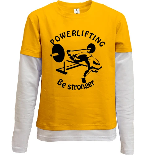 Комбинированный детский лонгслив, желтый, с принтом «Powerlifting»