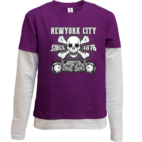 Комбинированный детский лонгслив, фиолетовый, new york city motor club
