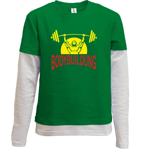 Комбінований дитячий лонгслів, Хакі, Bodybuilding (бодібілдинг)