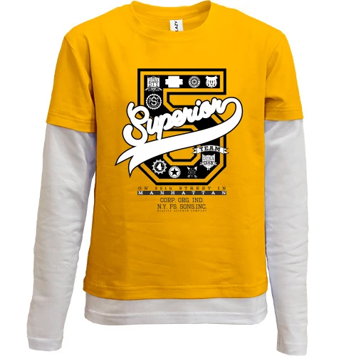 Комбинированный детский лонгслив, желтый, superior 5