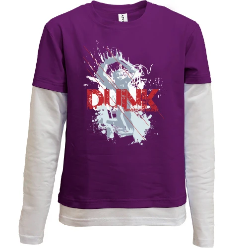 Комбинированный детский лонгслив, фиолетовый, dunk basketball