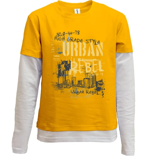 Комбинированный детский лонгслив, желтый, urban rebel