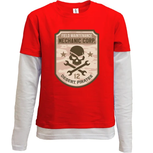 Комбинированный детский лонгслив, красный, mechanic desert pirates