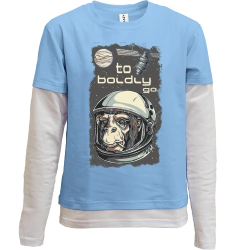Комбинированный детский лонгслив, желтый, to boldly go
