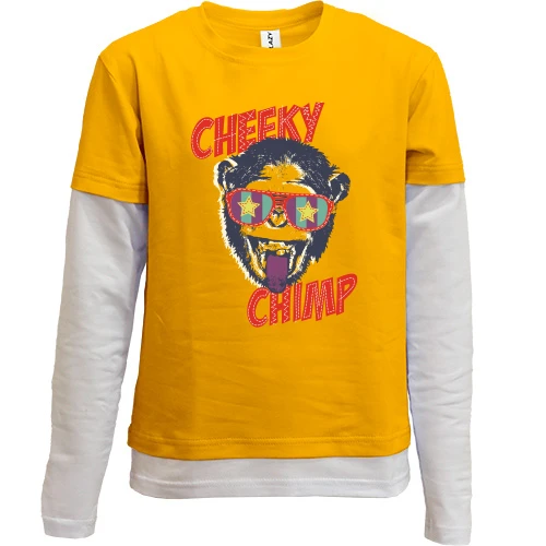 Комбинированный детский лонгслив, желтый, cheeky chimp monkey