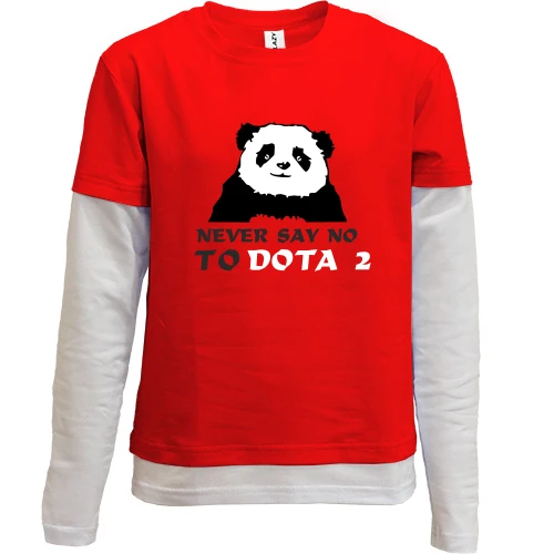 Комбинированный детский лонгслив, красный, Never say no to DOTA 2