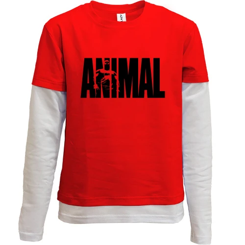 Комбинированный детский лонгслив, красный, Animal