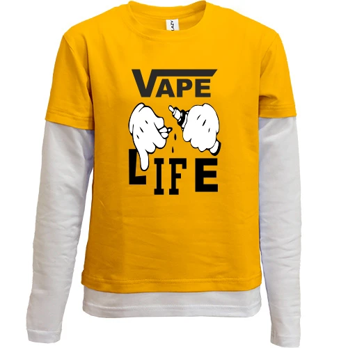Комбинированный детский лонгслив, желтый, Vape life