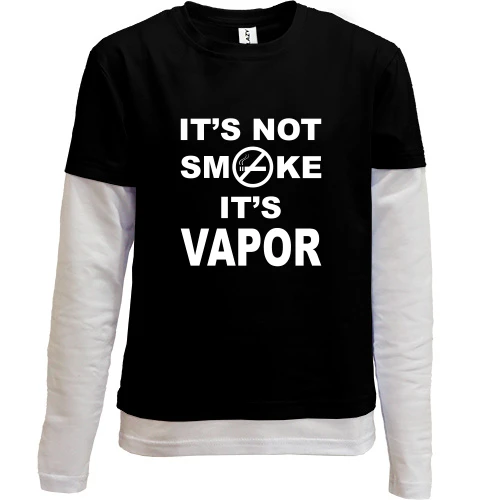 Комбинированный детский лонгслив, черный, It`s not smoke, it`s vapor