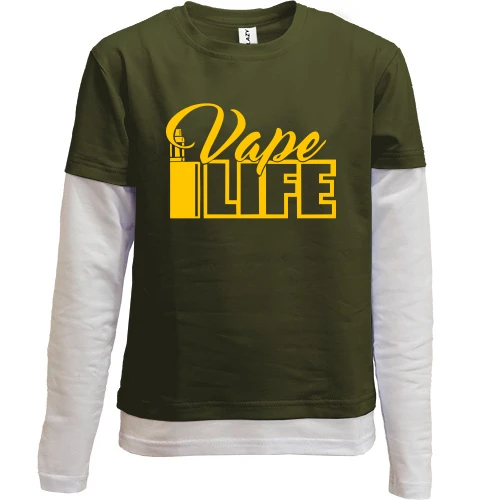 Комбинированный детский лонгслив, черный, Vape life 2