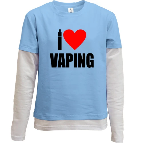 Комбинированный детский лонгслив, синий, I love Vaping