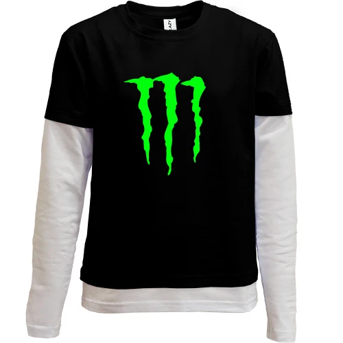 Комбинированный детский лонгслив, черный, Monster