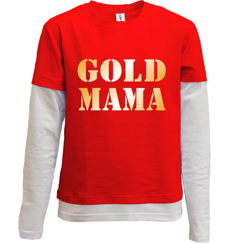 Комбинированный детский лонгслив, красный, Gold мама 2