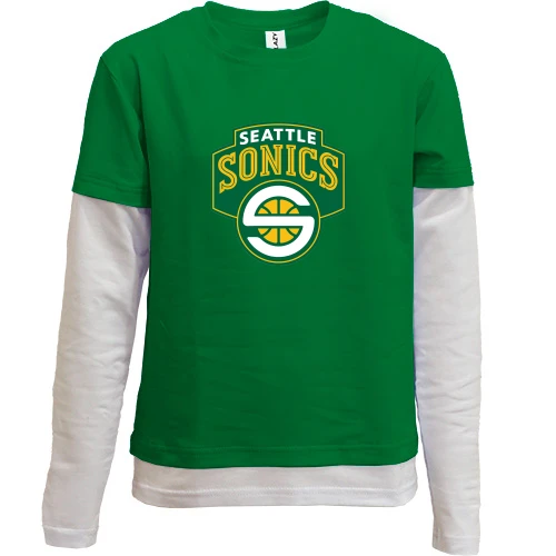 Комбинированный детский лонгслив, хаки, Seattle SuperSonics