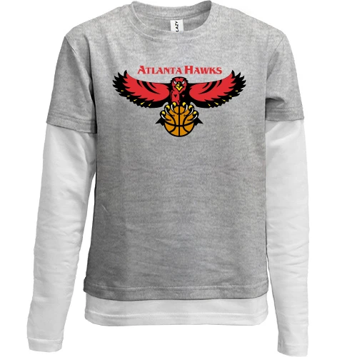 Комбинированный детский лонгслив, серый, atlanta hawks
