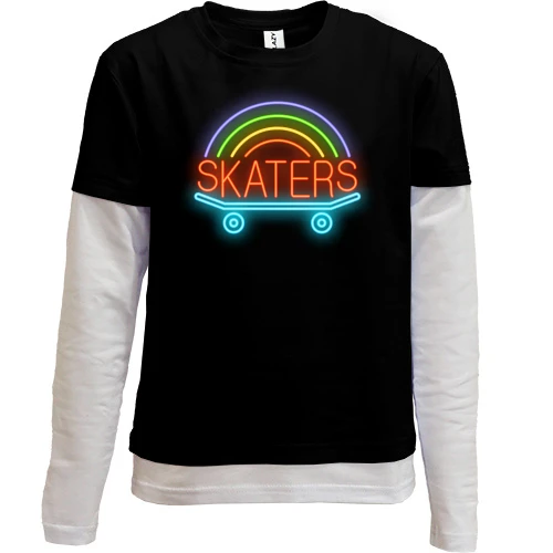 Комбинированный детский лонгслив skaters