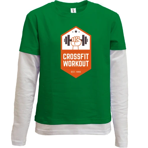 Комбінований дитячий лонгслів, зелений, crossfit workout