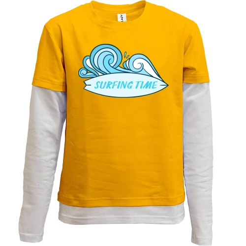 Комбинированный детский лонгслив, желтый, surfing time