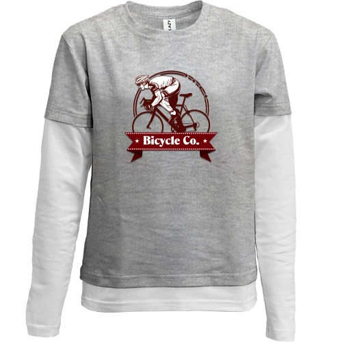 Комбинированный детский лонгслив, серый, bicycle co