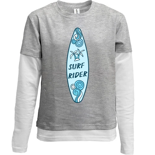 Комбинированный детский лонгслив, серый, surf rider