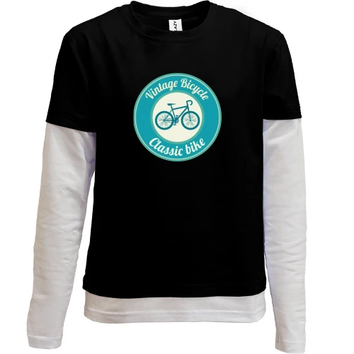 Комбинированный детский лонгслив, черный, vintage bicycle