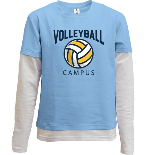 Комбинированный детский лонгслив, синий, volleyball campus