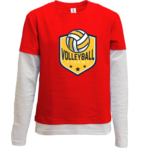 Комбинированный детский лонгслив, красный, volleyball team logo