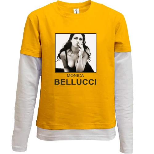 Комбинированный детский лонгслив, желтый, MONICA BELLUCCI с сигаретой 2