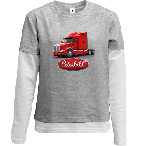 Комбинированный детский лонгслив, серый, Peterbilt Model 579