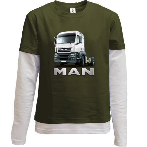 Комбінований дитячий лонгслів, Хакі, MAN Truck