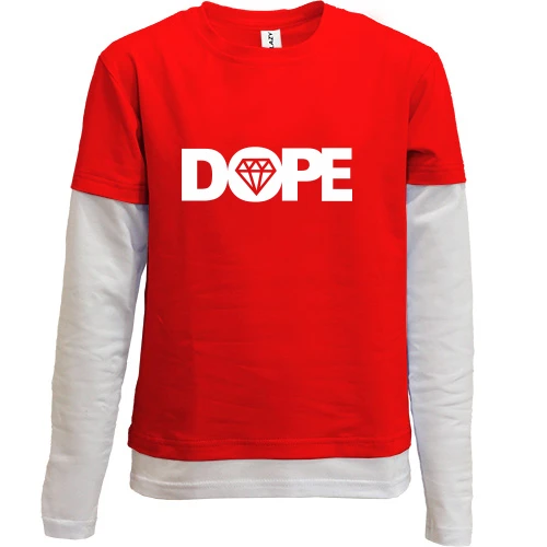 Комбинированный детский лонгслив, красный, Dope Diamond