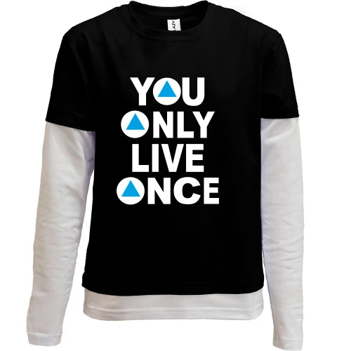 Комбинированный детский лонгслив, черный, You Only Live Once