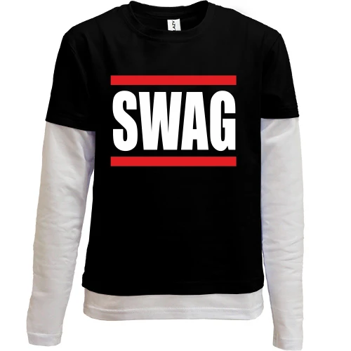Комбинированный детский лонгслив, черный, Swag