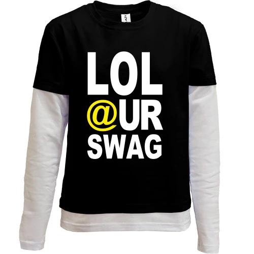 Комбинированный детский лонгслив, черный, Lol our Swag