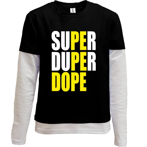 Комбинированный детский лонгслив, черный, Super Dope
