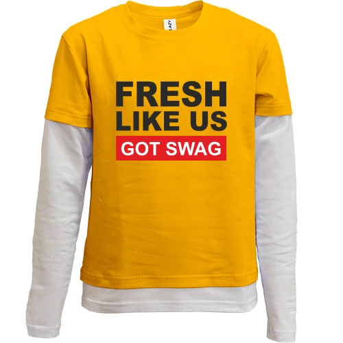Комбинированный детский лонгслив, желтый, Fresh like US